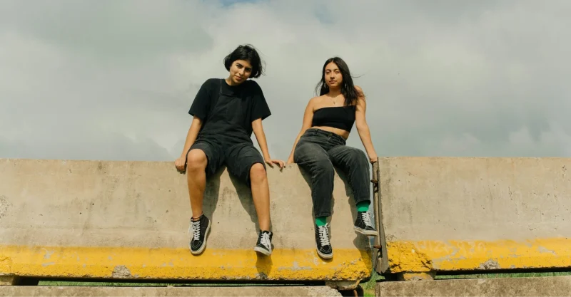Two Teens girl and boy hanging out