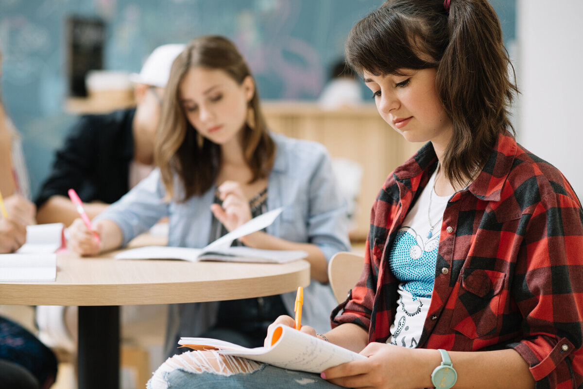Students opening their exam results
