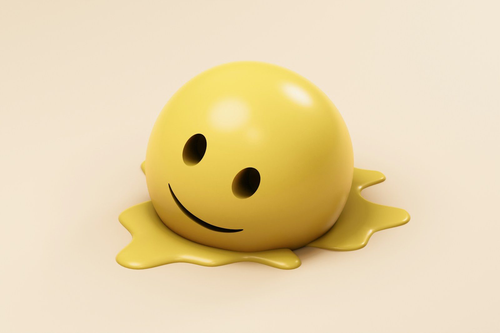 A melting smiley face on a creamy background